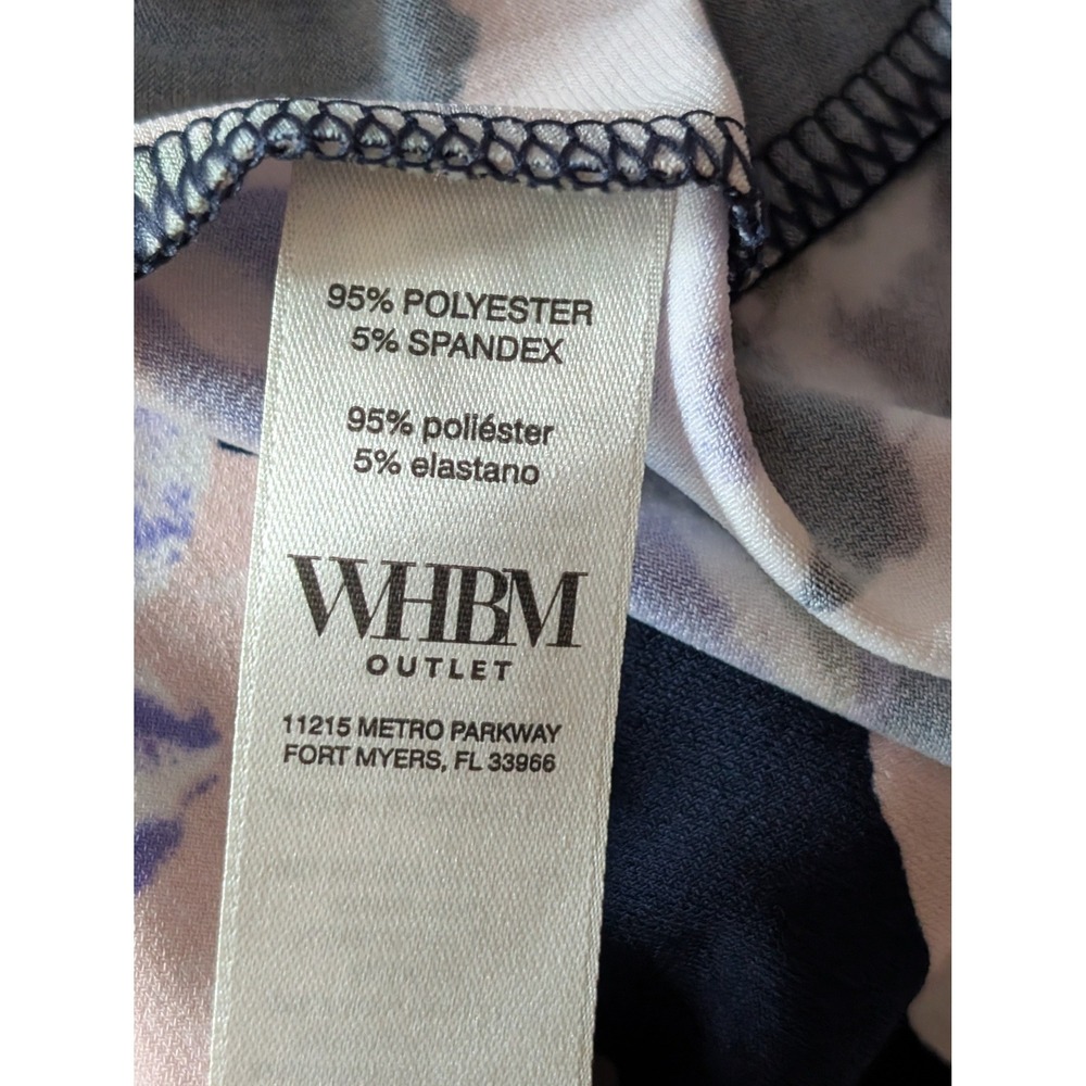 WHBM Floral Halter Blouse Keyhole Neck Banded Hem L Feminine Boho Office Blouson - Picture 11 of 13